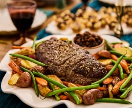 Herb-Crusted Petite Roast with Fig-Onion Relish