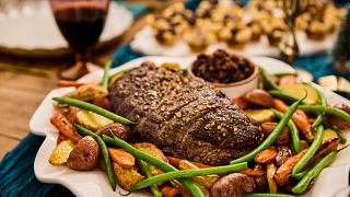 Herb-Crusted Petite Roast with Fig-Onion Relish
