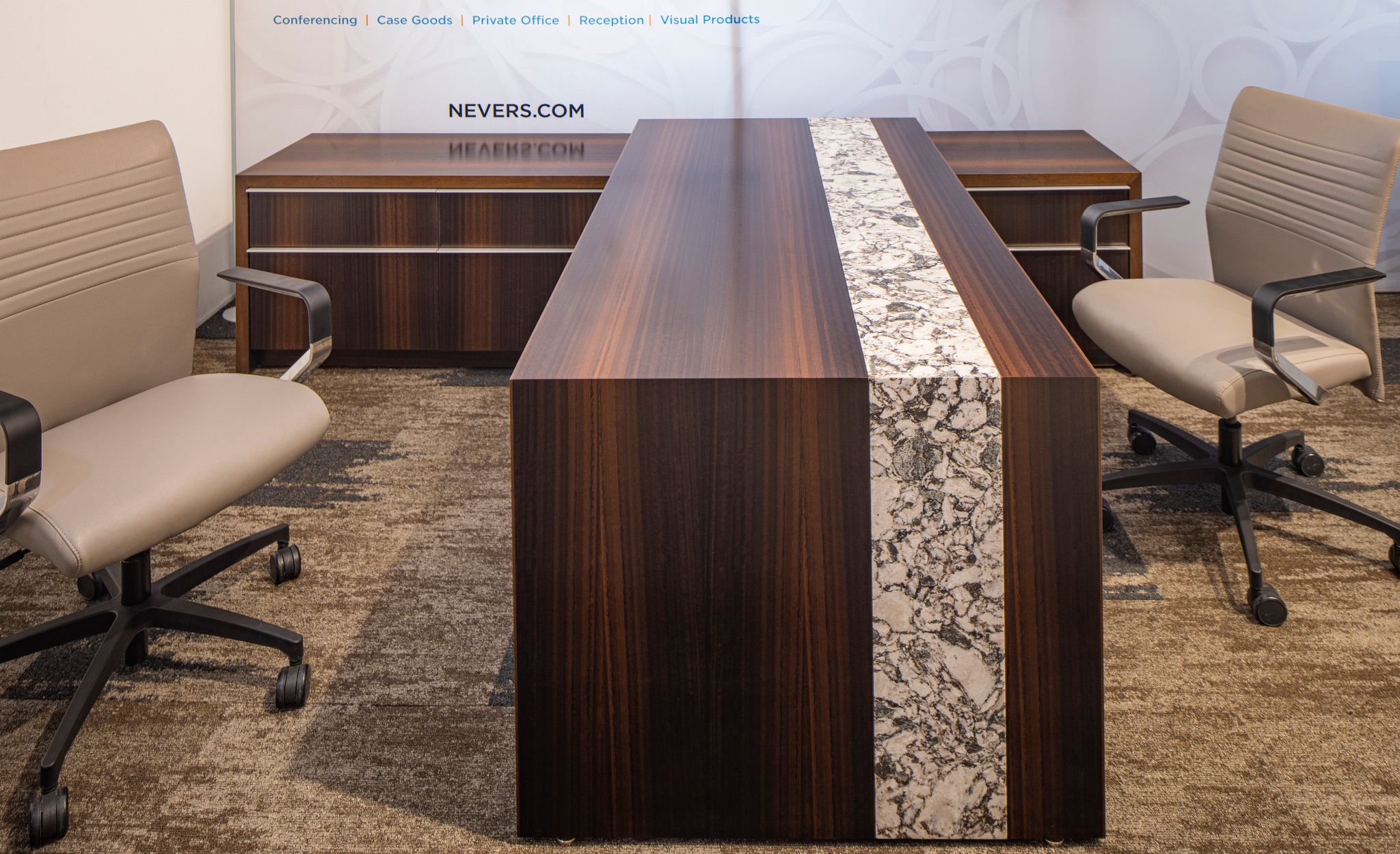 Add intrigue to an office space desk with Cambria Huntley.