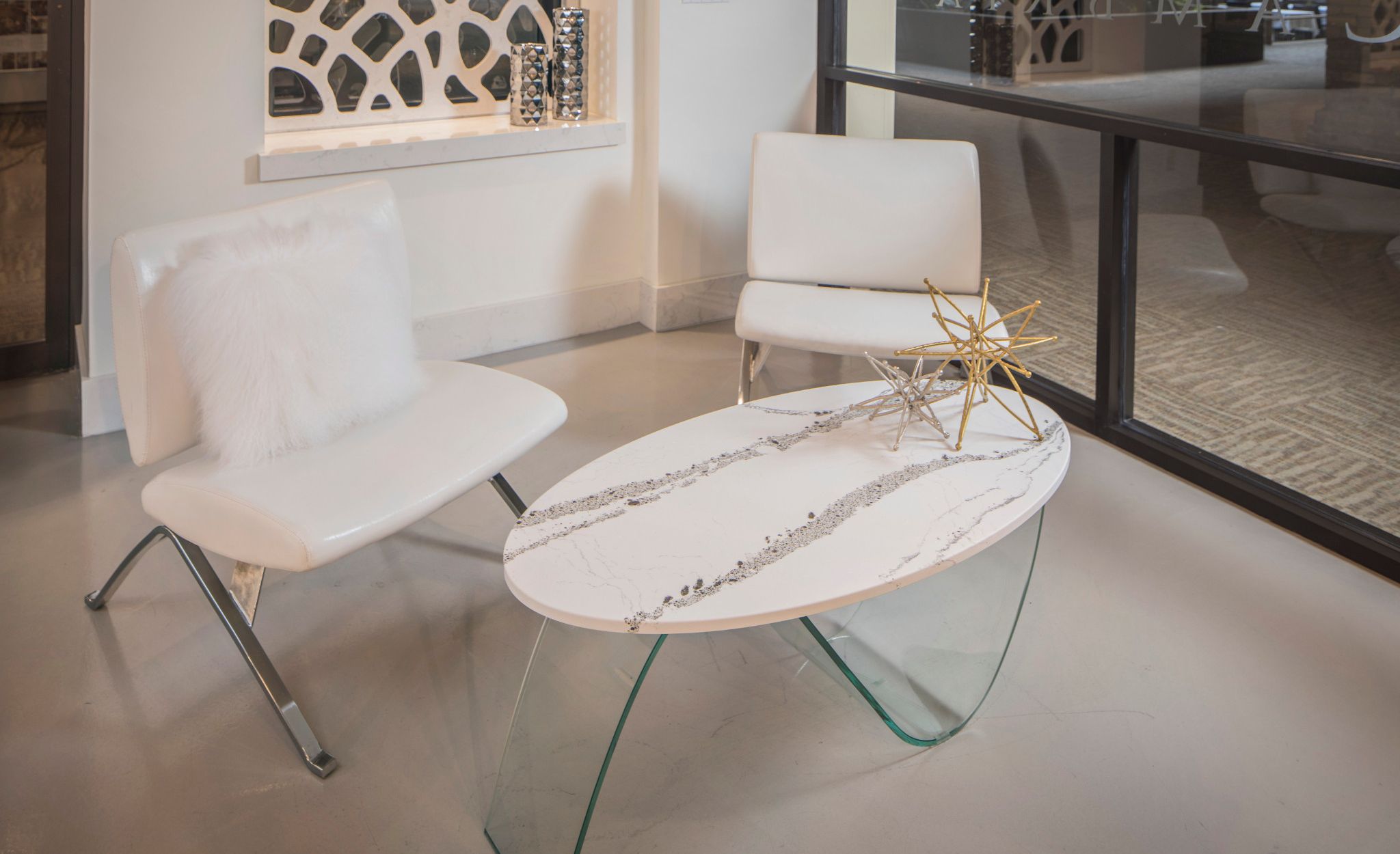 Coffee table made of Cambria Annicca Matte.