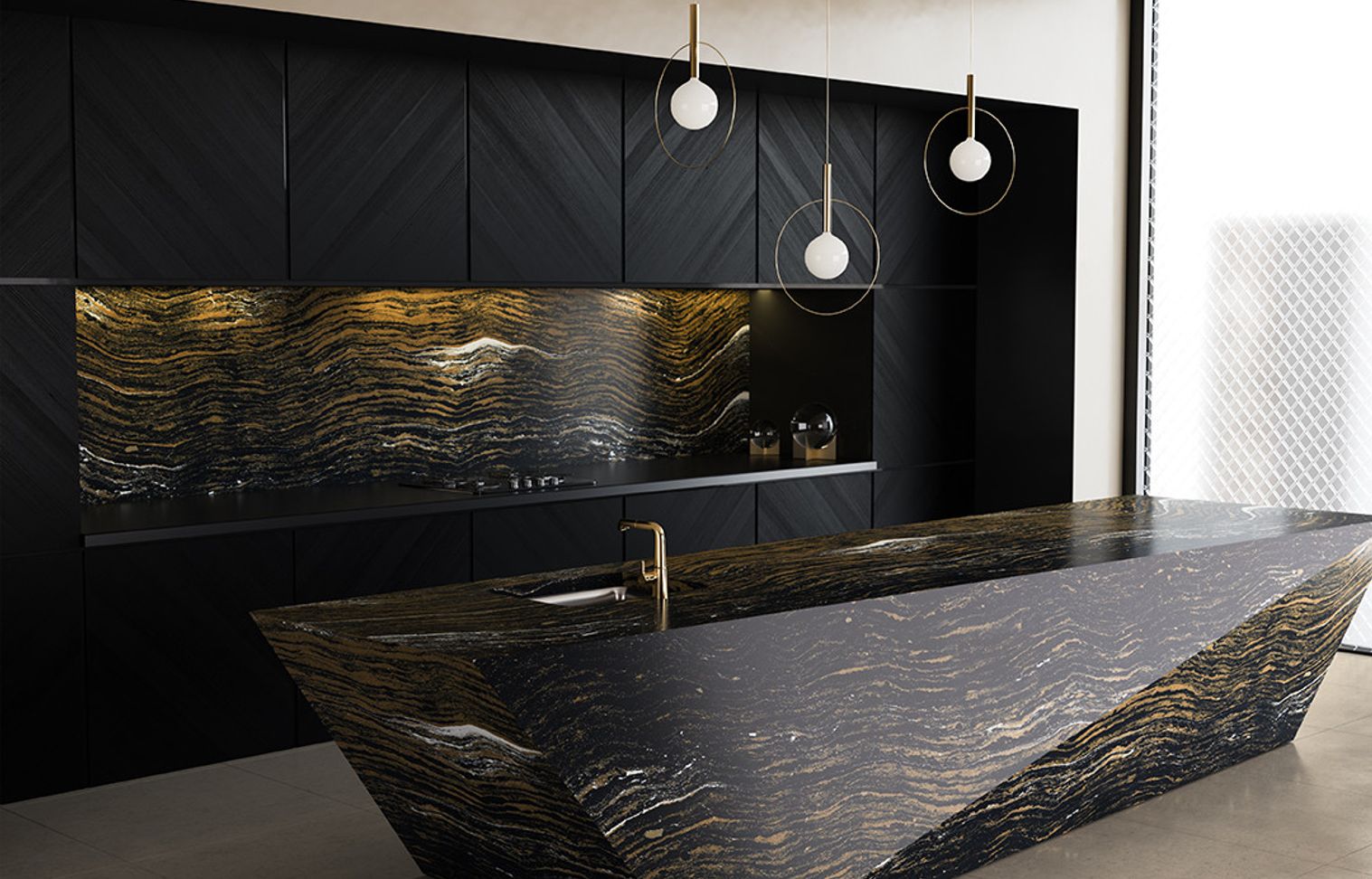 Kitchen Golden Dragon CambriaQuartz Slab