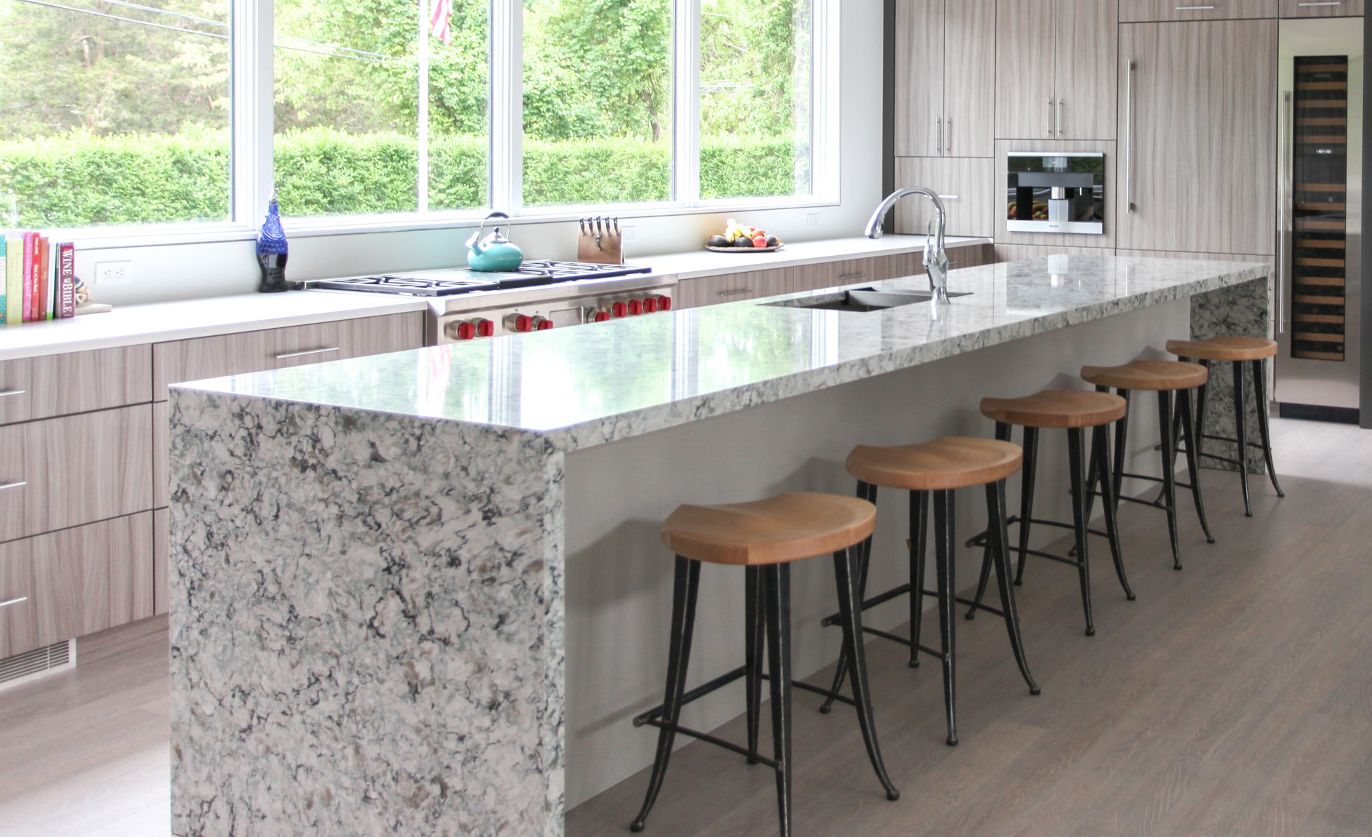 Cambria Praa Sands provides a durable alternative to light granite countertops.