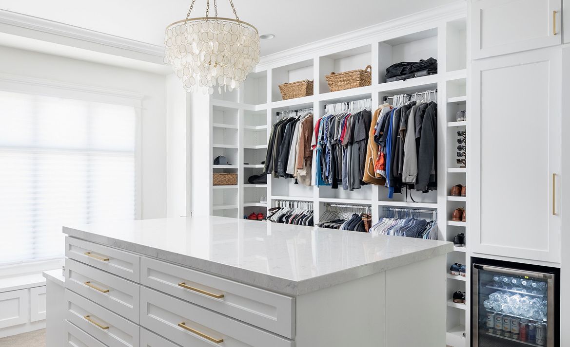 Streamlined closet with Swanbridge™ countertops.