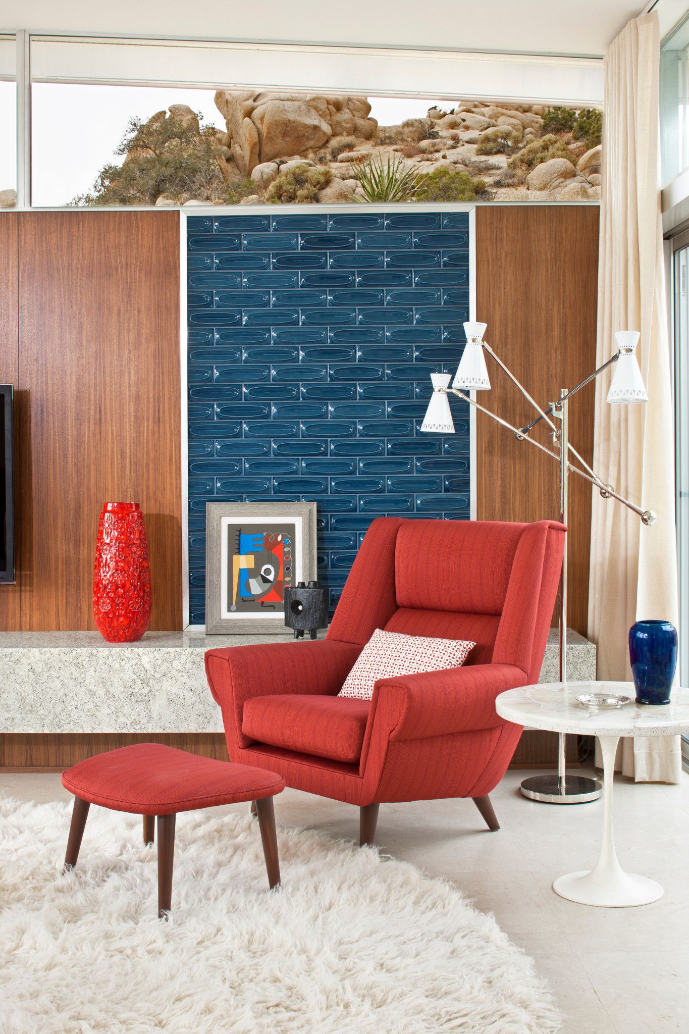 Mod Men Red Chair Detail Living Room by Christopher Kennedy