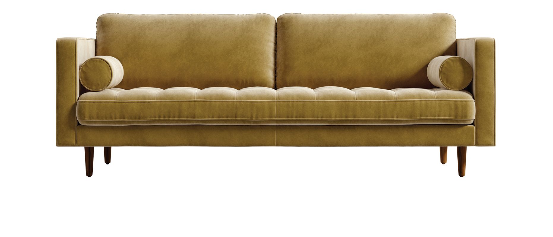 Donna Mondi LEFT Luca sofa in Golden Beryl velvet by Rove Concepts