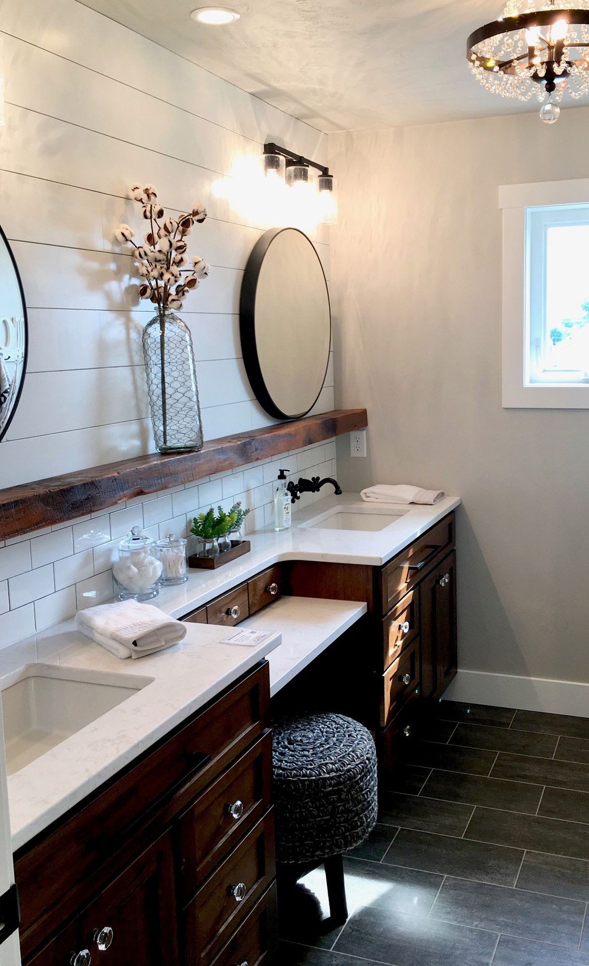 Custom bathroom vanity with Cambria Torquay.