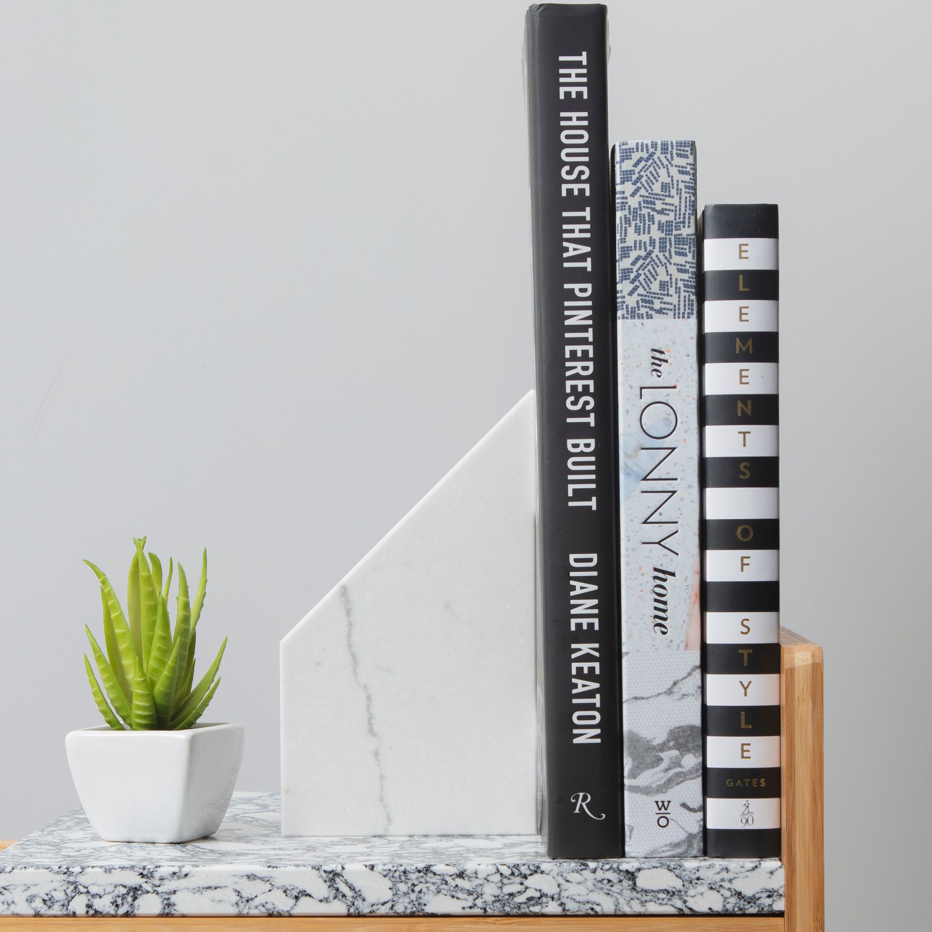 Cambria Ella booked on a Cambria Rosedale shelf.
