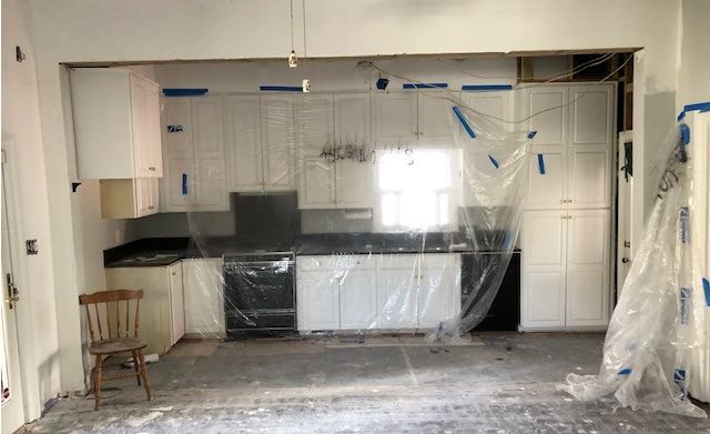 Progress of a kitchen renovation.