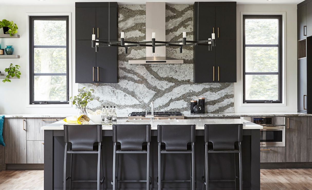 A full-height Cambria Galloway backsplash makes a stunning feature wall.