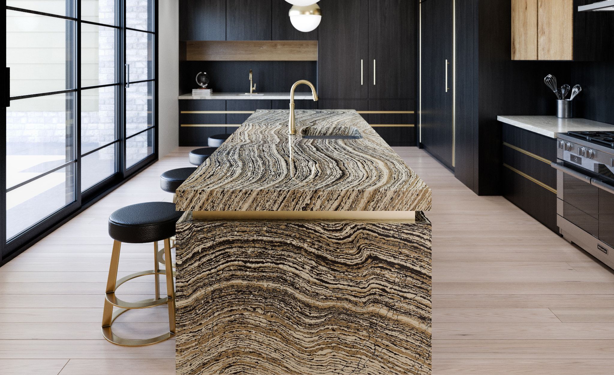 Cambria Clairidge offers a dramatic alternative to wood countertops.