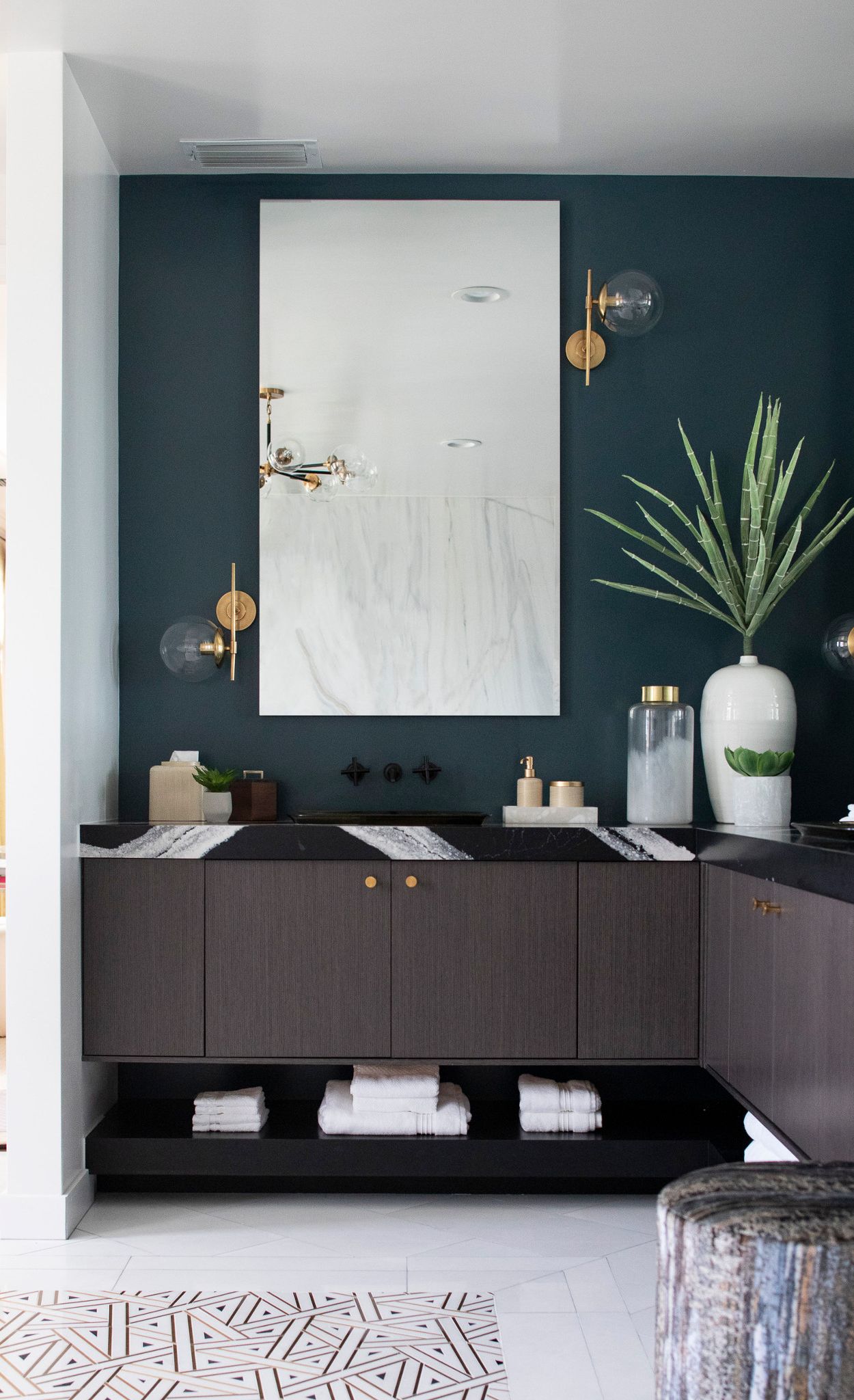 Cambria Mersey on a floating vanity.