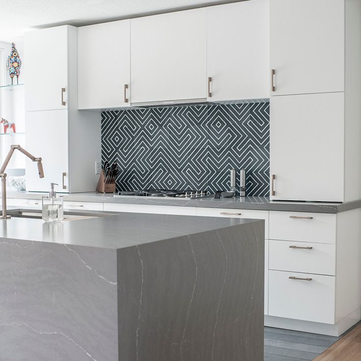 Matt Muenster's Midcentury Modern kitchen with Cambria Matte Clareanne concrete alternative