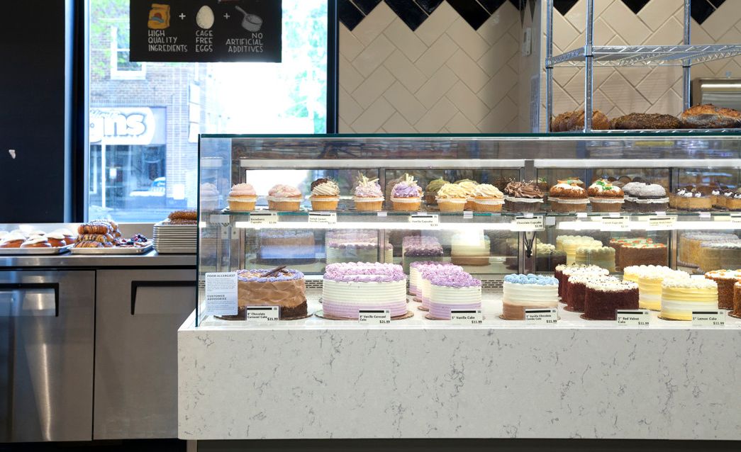 Cambria Waverton creates a stunning marble alternative in this bakery display case.