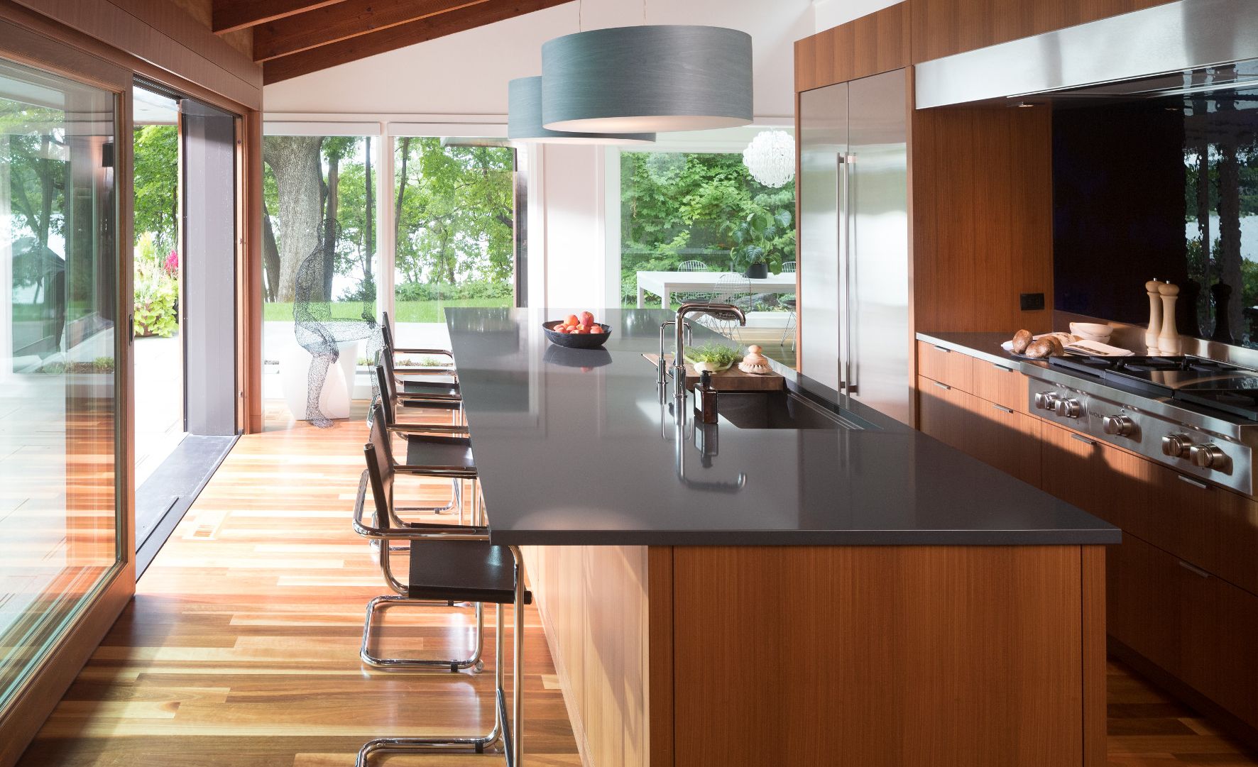 Cambria Fieldstone countertops in a midcentury modern kitchen remodel.