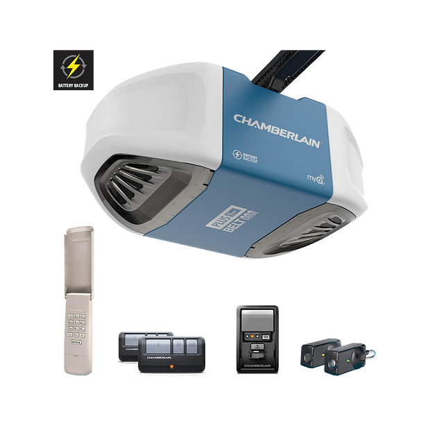 B730 Ultra-Quiet Strong Belt Drive Garage Door Opener with Battery Backup PLUS Power IN BOX