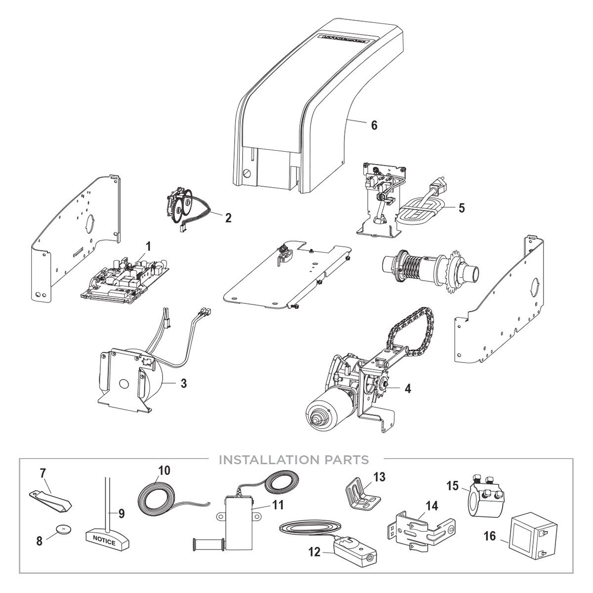 Rjo70 Wall Mount Battery Backup Garage Door Opener Chamberlain