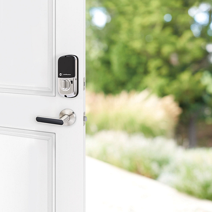sold separately Satin Nickel Yale LiftMaster Smart Lock with Touchscreen Deadbolt- Works with myQ App & Key by  in-Garage Delivery when paired with Smart Garage Hub