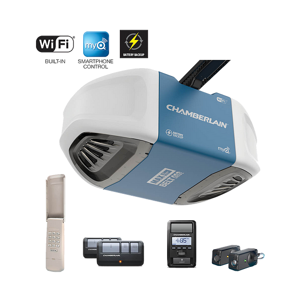 B970 Smartphone-Controlled Ultra-Quiet Belt Drive Garage Door Opener Battery Backup MAX Power IN BOX