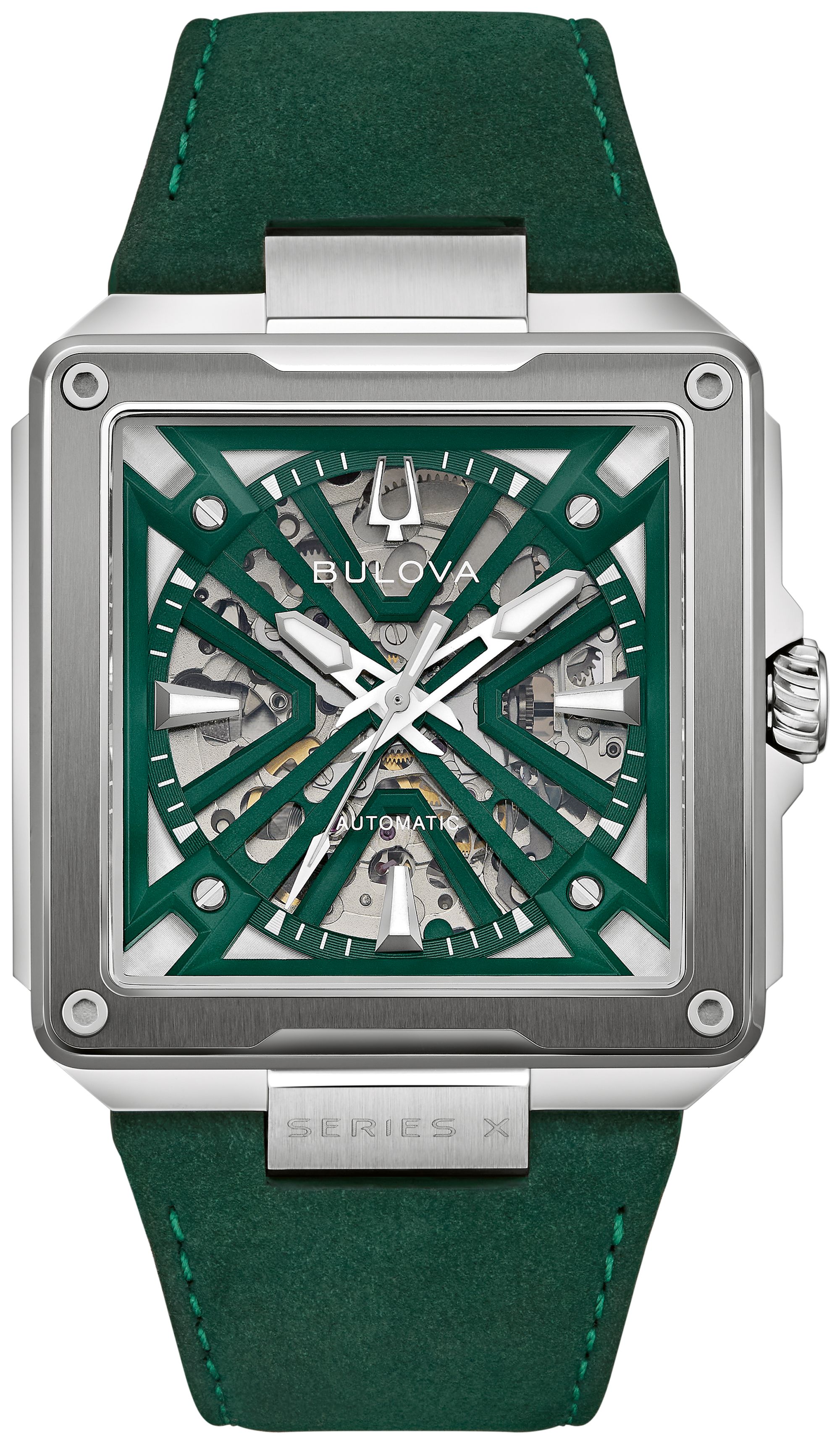 Bulova Men's Automatic Marc Anthony Series X Green Leather Strap Watch 41mm - Green