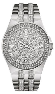 bulova black crystal watch