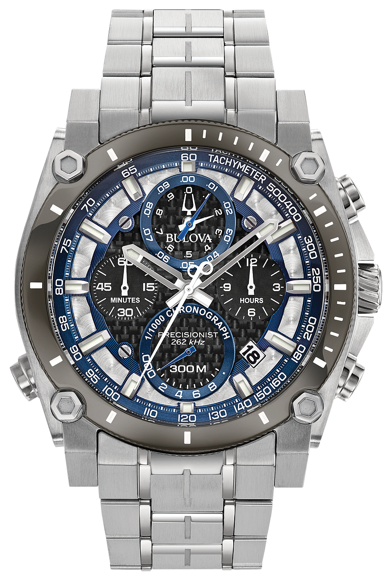 Bulova Precisionist 98B316 Men's IP Stainless 8 Hand Chronograph Watch ...