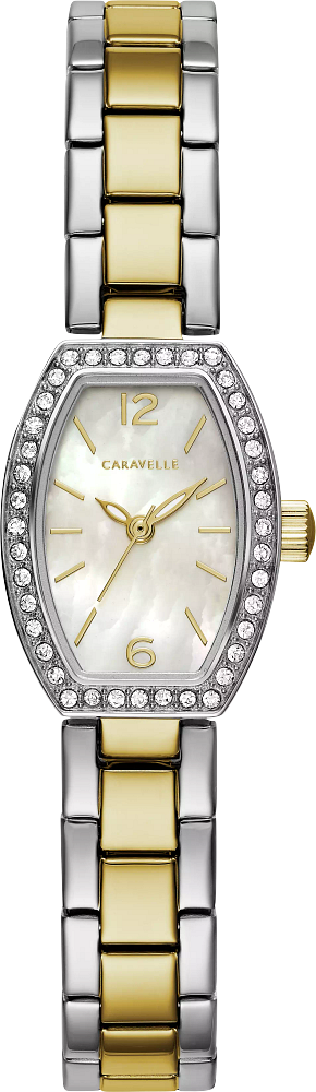 Caravelle 45L168 Mother of Pearl Dial Two Tone Ladies Watch - Silver White