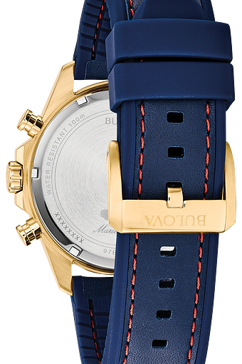 bulova watch blue and gold