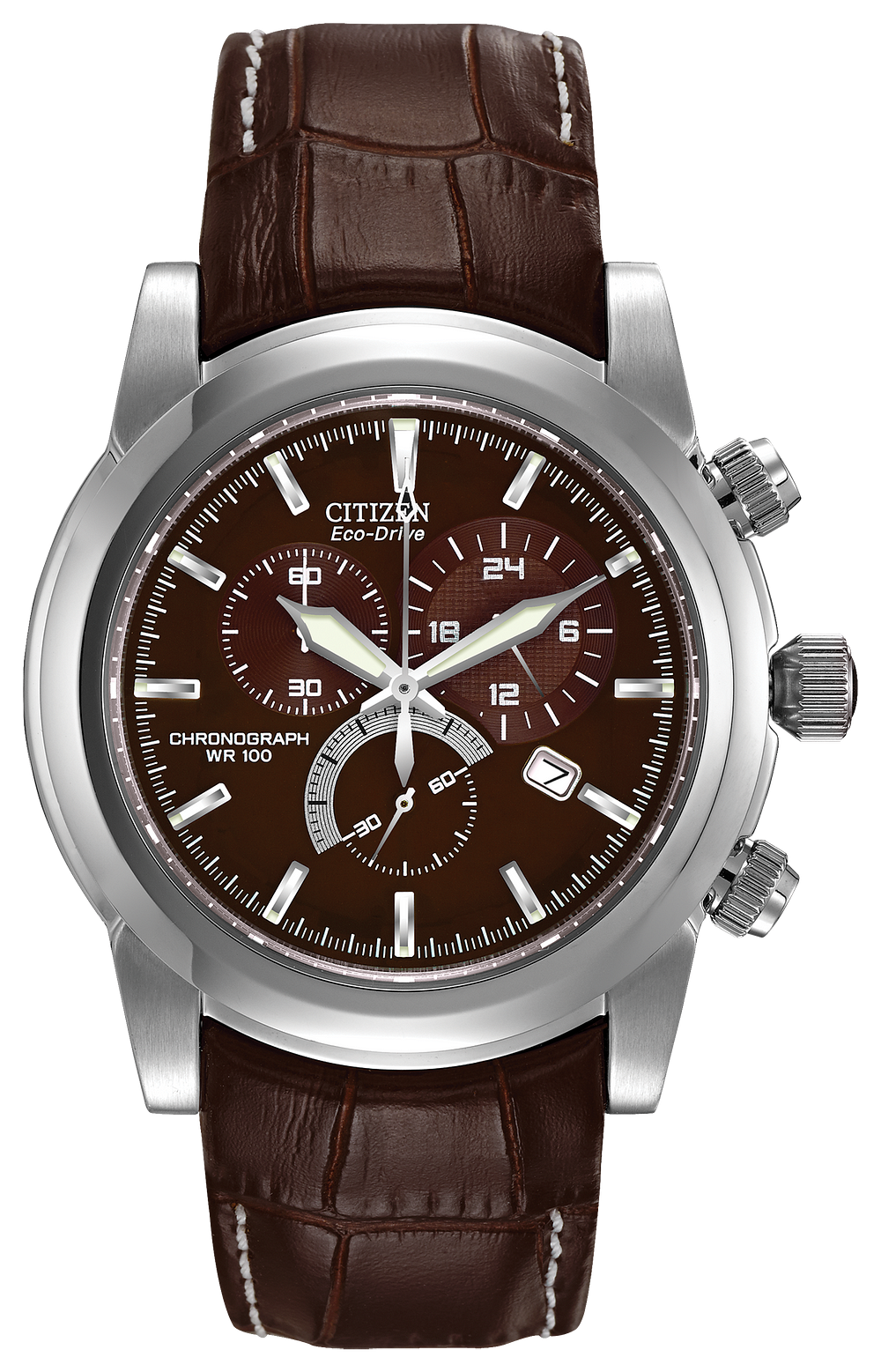 Chandler - Men's Eco-Drive Brown Leather Chronograph Watch | Citizen