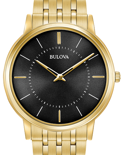 Bulova Classic Men's Gold Tone Black Dial Quartz Classic Watch | Bulova