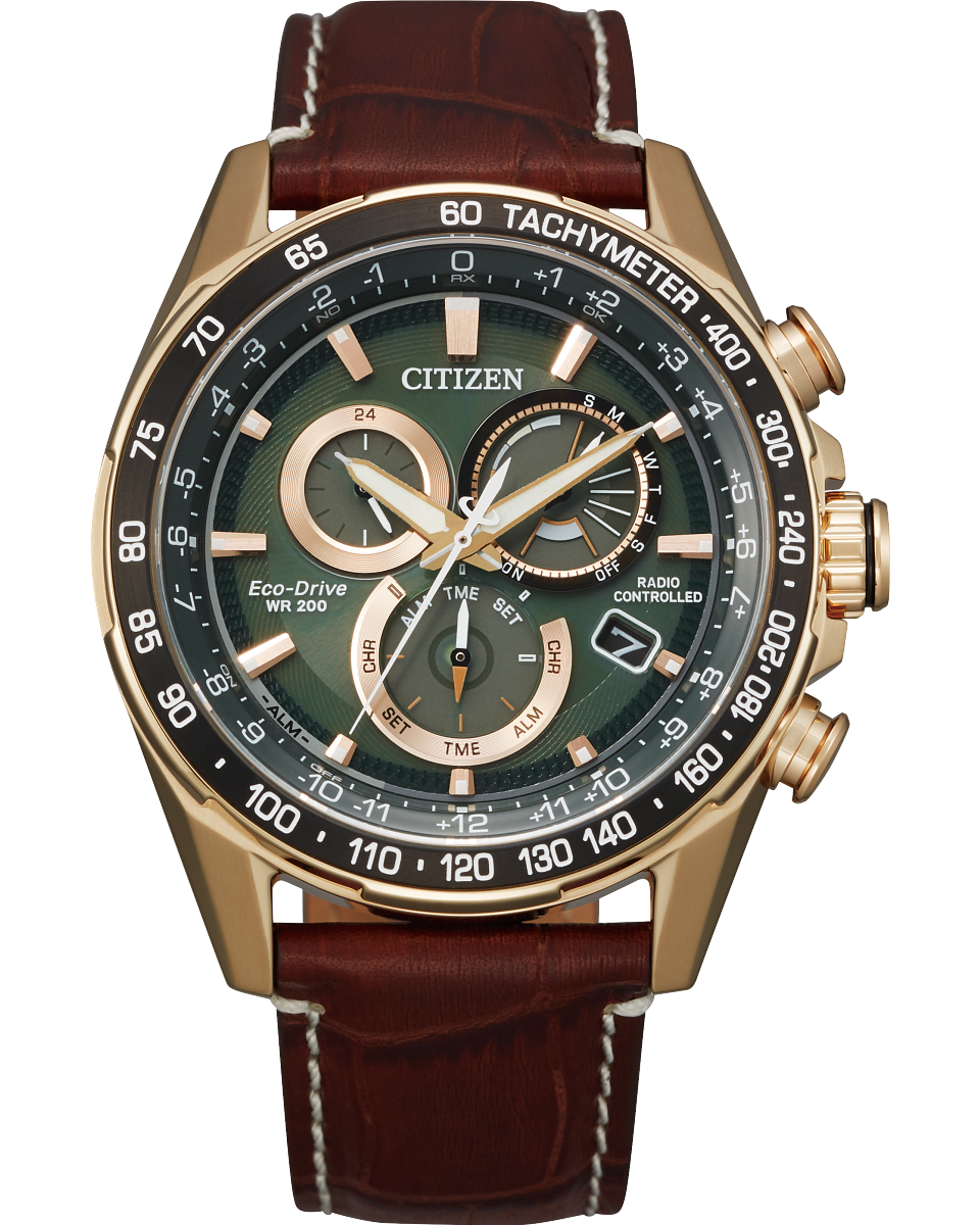 Citizen Perpetual Chrono AT Eco Drive Green Dial LTHR Band Mens Watch citizen-perpetual-chrono-at-eco-drive-green-dial-lthr-band-mens-watch