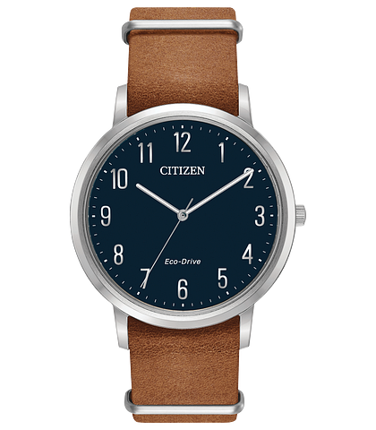 Chandler - Men's Brown Leather BJ6500-12L Navy Blue Watch | Citizen