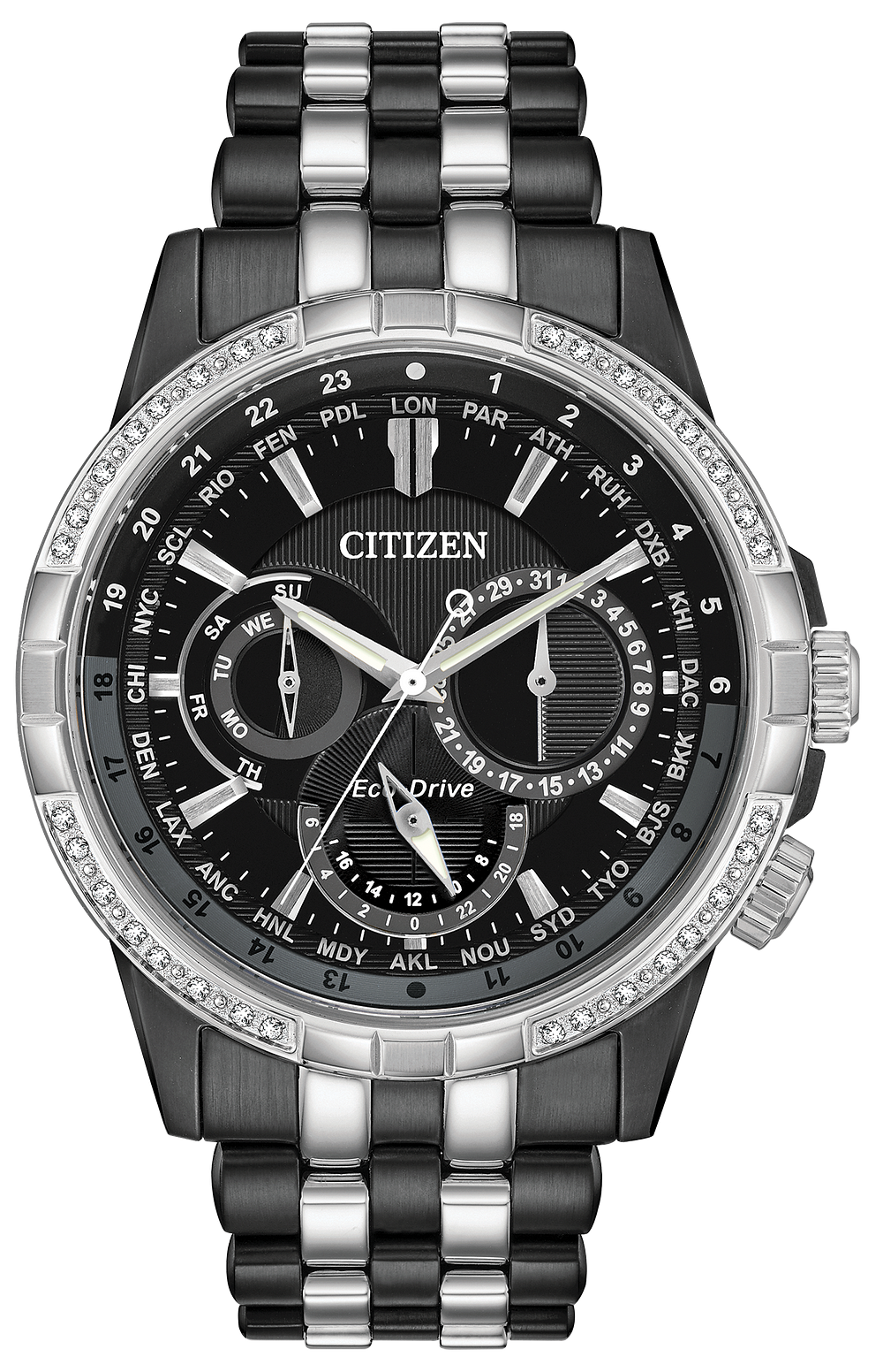 Citizen Calendrier Men's Eco-Drive Black Diamond Bezel Watch | Citizen