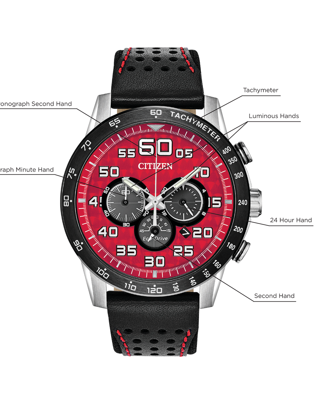 red and black citizen watch