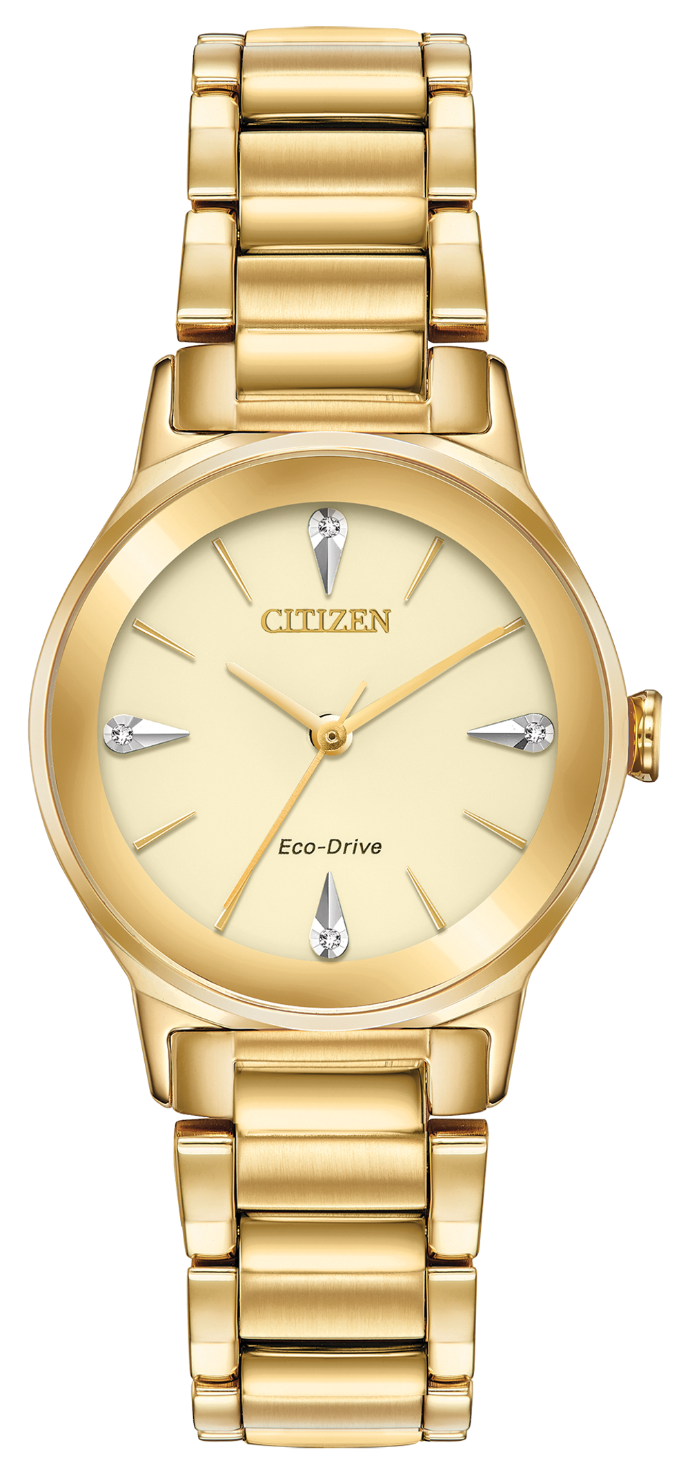 Citizen Axiom Eco-Drive Diamond Gold Stainless Steel Watch | Citizen