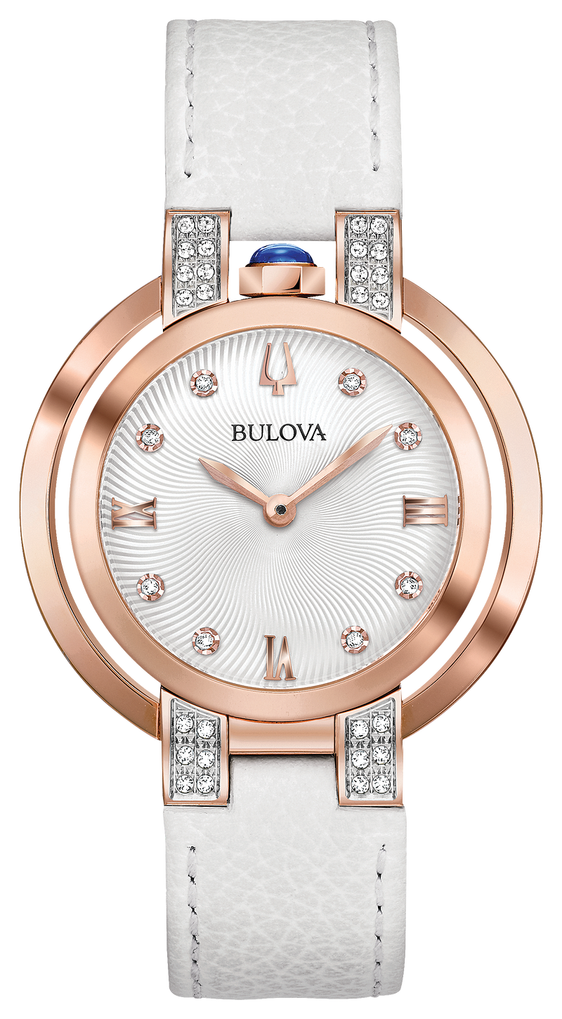 Bulova Rubaiyat 98R243 Women's Rose Gold Quartz Luxury Diamond Dial ...