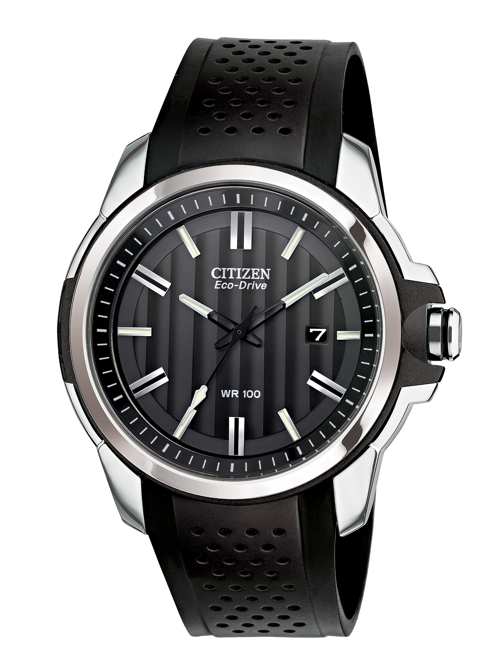 Ar Men S Eco Drive Black Pinstripe Dial Silver Case Watch Citizen Ar Action Required