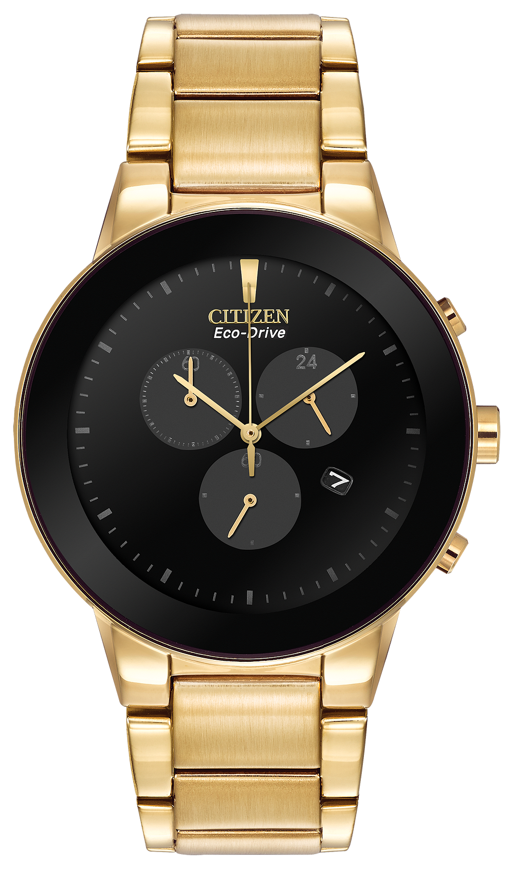 Axiom - Men's Eco-Drive AT2242-55E Gold Steel Black Dial Watch | Citizen