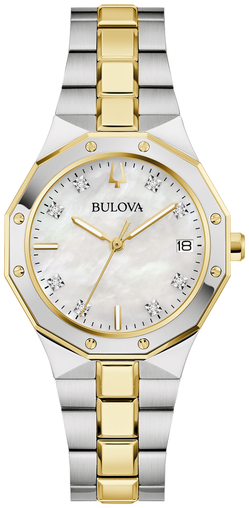 Bulova 98P234 Prestige Mother of Pearl Two Tone Ladies Watch - White