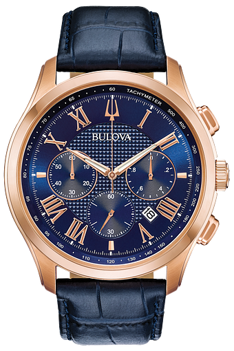 bulova watch blue and gold