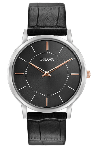 Bulova Classic Men's Black Dial Black Leather Classic Watch | Bulova