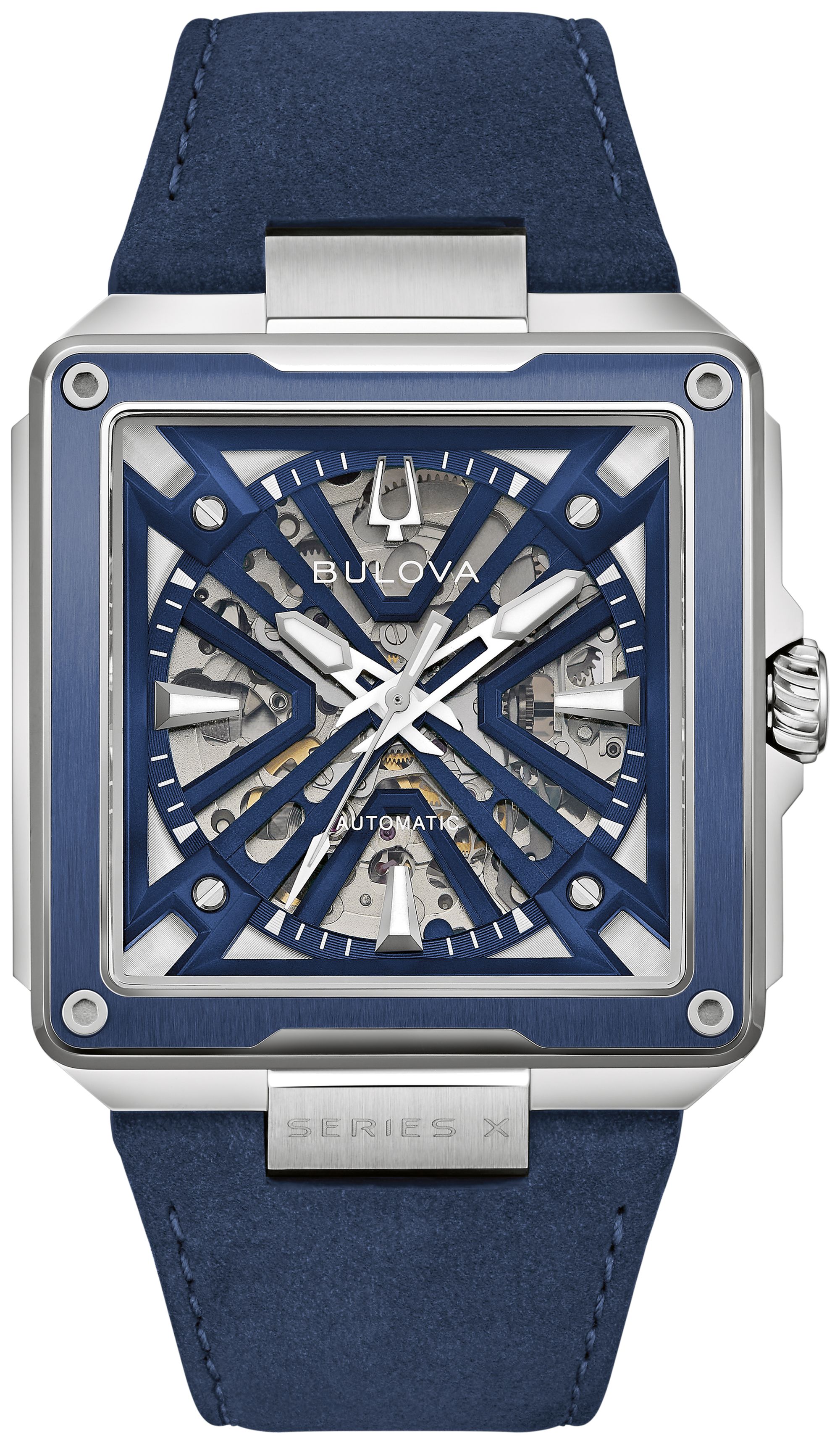 Bulova Men's Automatic Marc Anthony Series X Blue Leather Strap Watch 41mm - Blue
