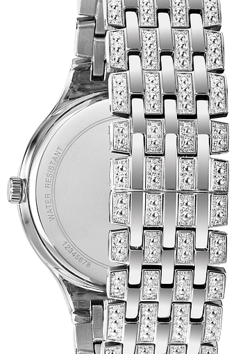 bulova stainless steel ladies watch and crystal halo pendant set