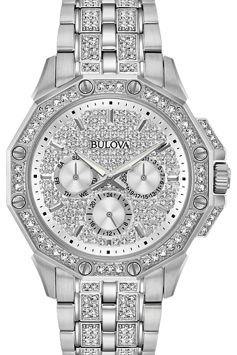 silver and diamond watch