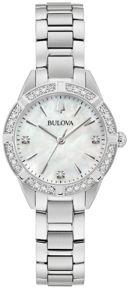 96R253 Sutton Quartz Diamond Crystal White Mother of Pearl Ladies Watch
