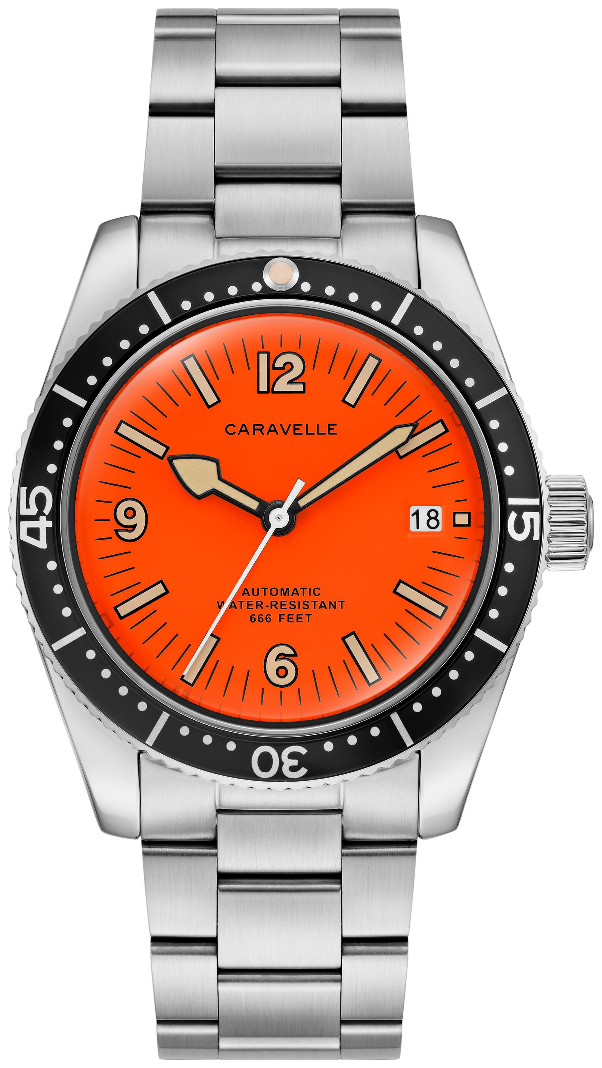 Caravelle Designed By Bulova Caravelle Sea Hunter Mens Automatic Silver Tone Stainless Steel Bracelet Watch 43b177, One Size, White