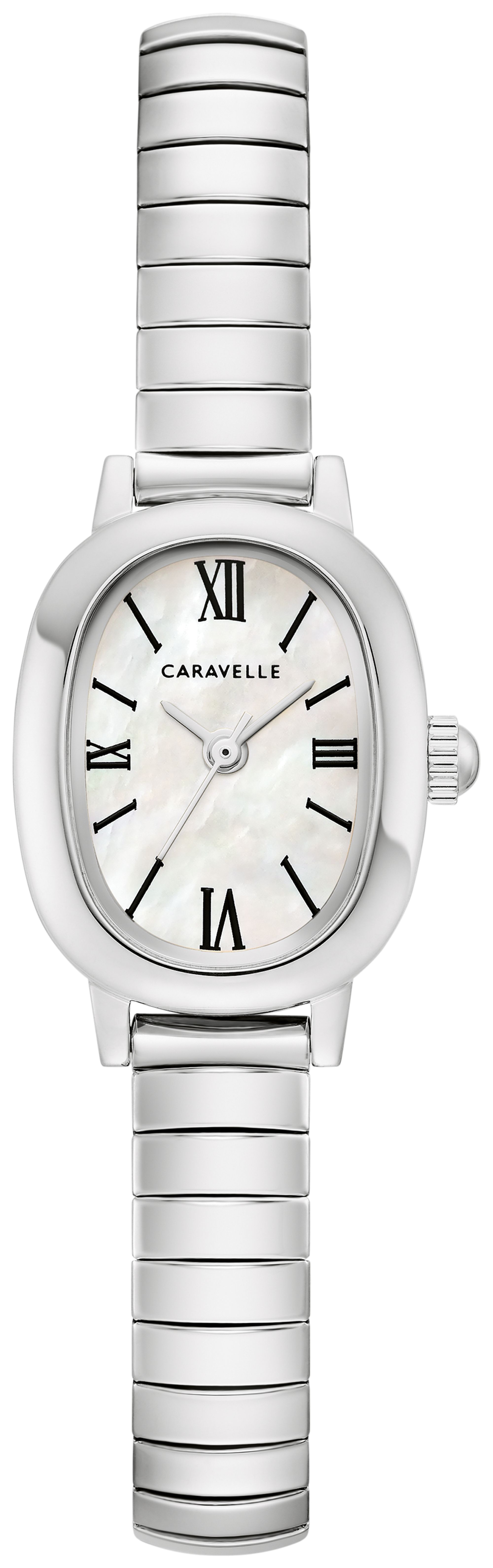 Caravelle Designed By Bulova Dress Womens Silver Tone Stainless Steel Expansion Watch 43l230, One Size, White