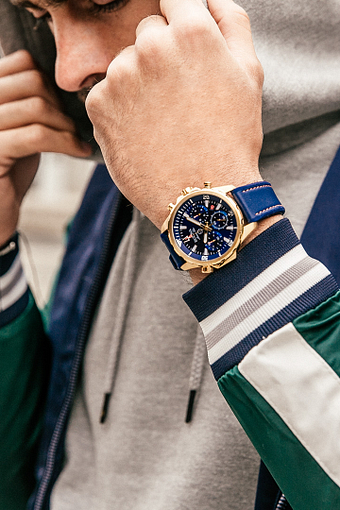 bulova watch blue and gold