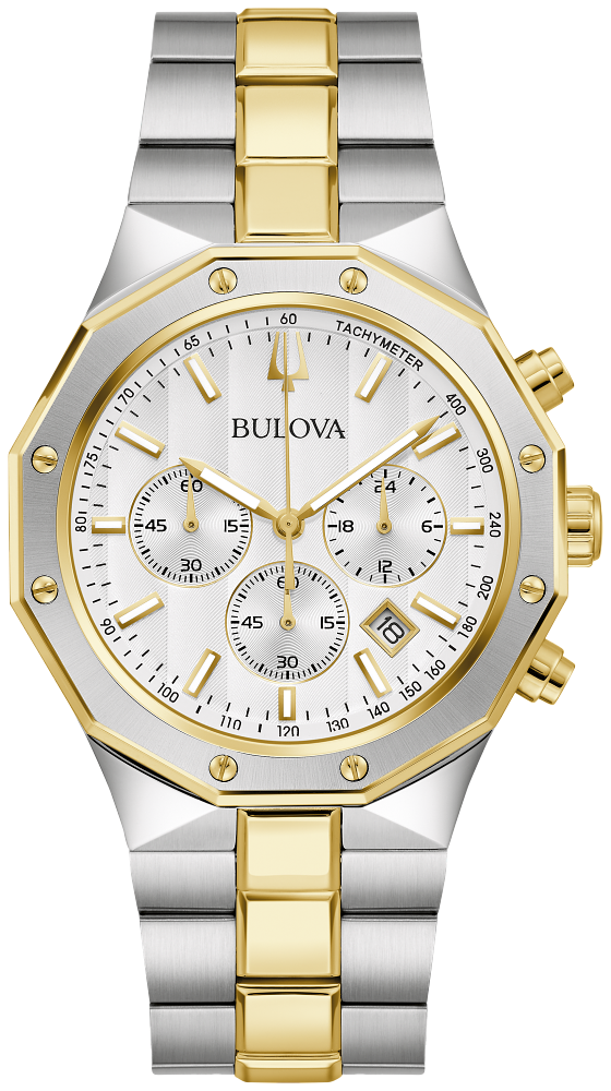 Bulova 98B450 Prestige Classic Two Tone Men Watch - Silver White