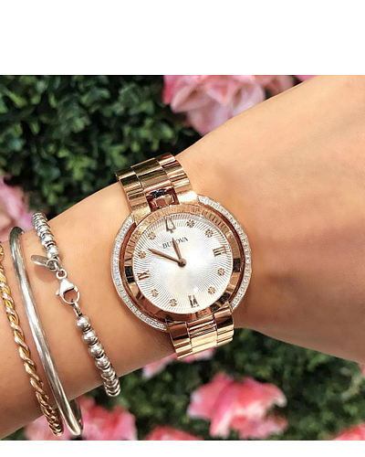 Bulova Rubaiyat Women's Rose Gold White Dial Diamond Watch | Bulova