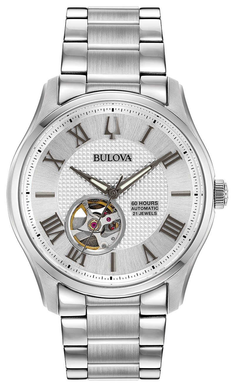 Bulova Wilton 96A207 Mens Stainless Steel Round Dial Automatic Classic Bulova Classic Automatic Men's Stainless Steel